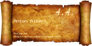 Anton Albert névjegykártya